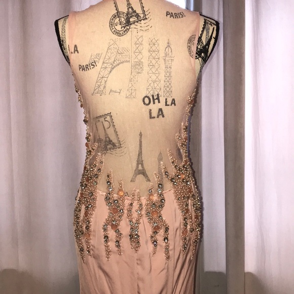 Peach and pearl studded dress - Picture 5 of 6